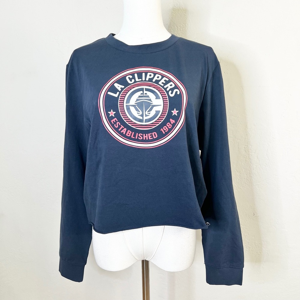 LA Clippers New Era Long Sleeve Tee Established 1984 Women Size M Navy Blue NEW